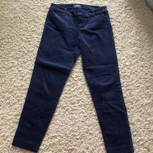 Mid rise pixie blue velvet business pants